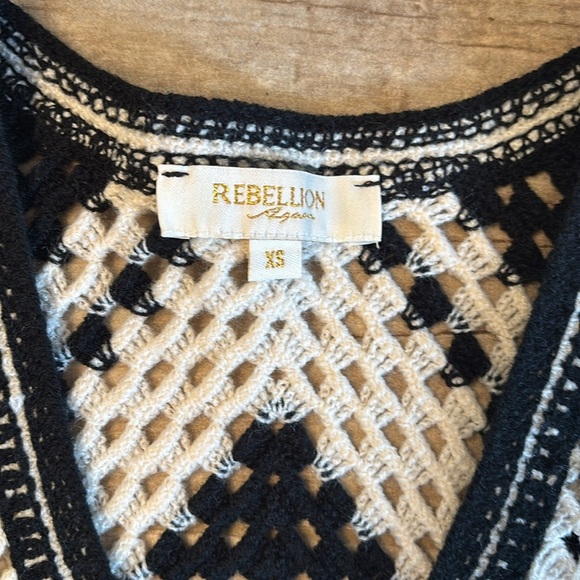 Rebellion Black and White Crochet Vest Top - Picture 2 of 4